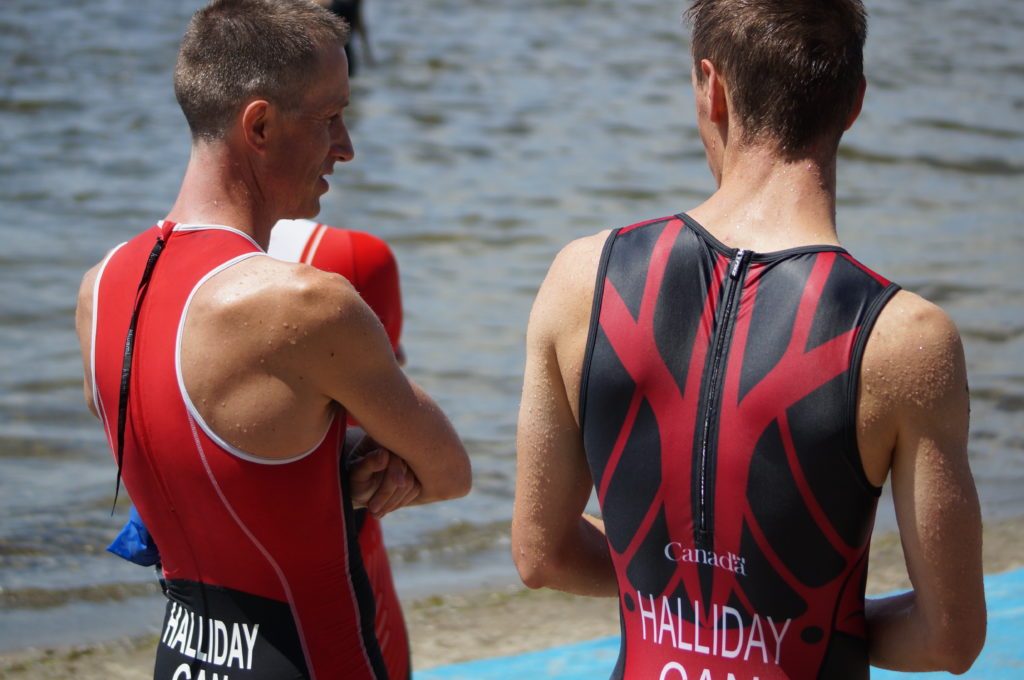 Tim and Jonathan before the Magog swim